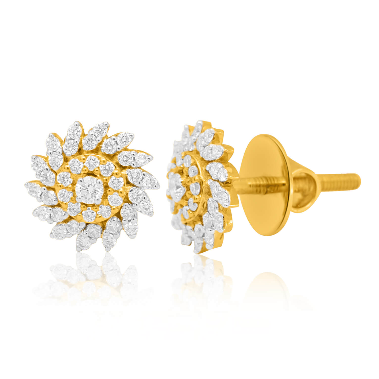 Elegant Full Blossom 18K Gold Studs