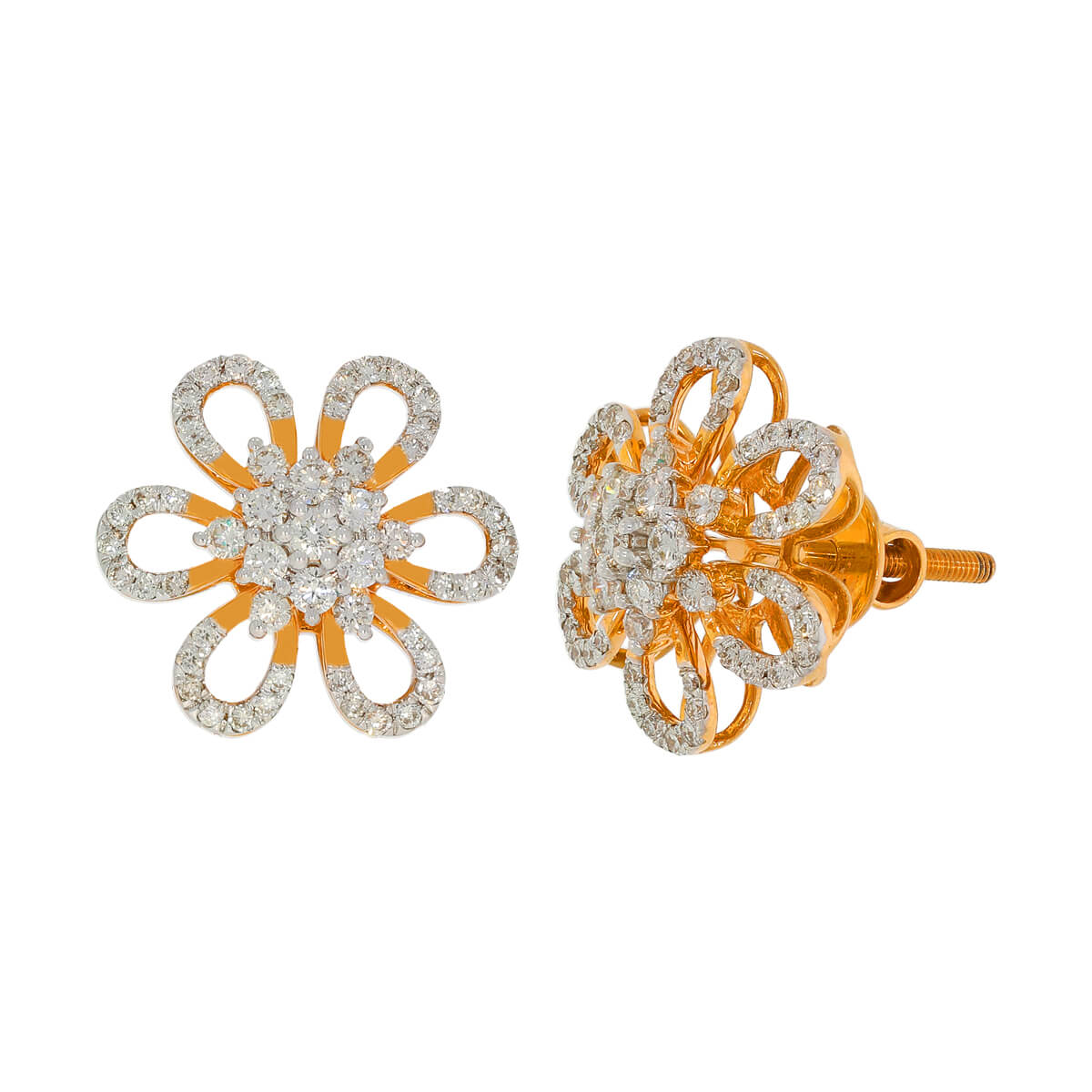 Charming 18K Diamond Floral Studs for Daily Grace