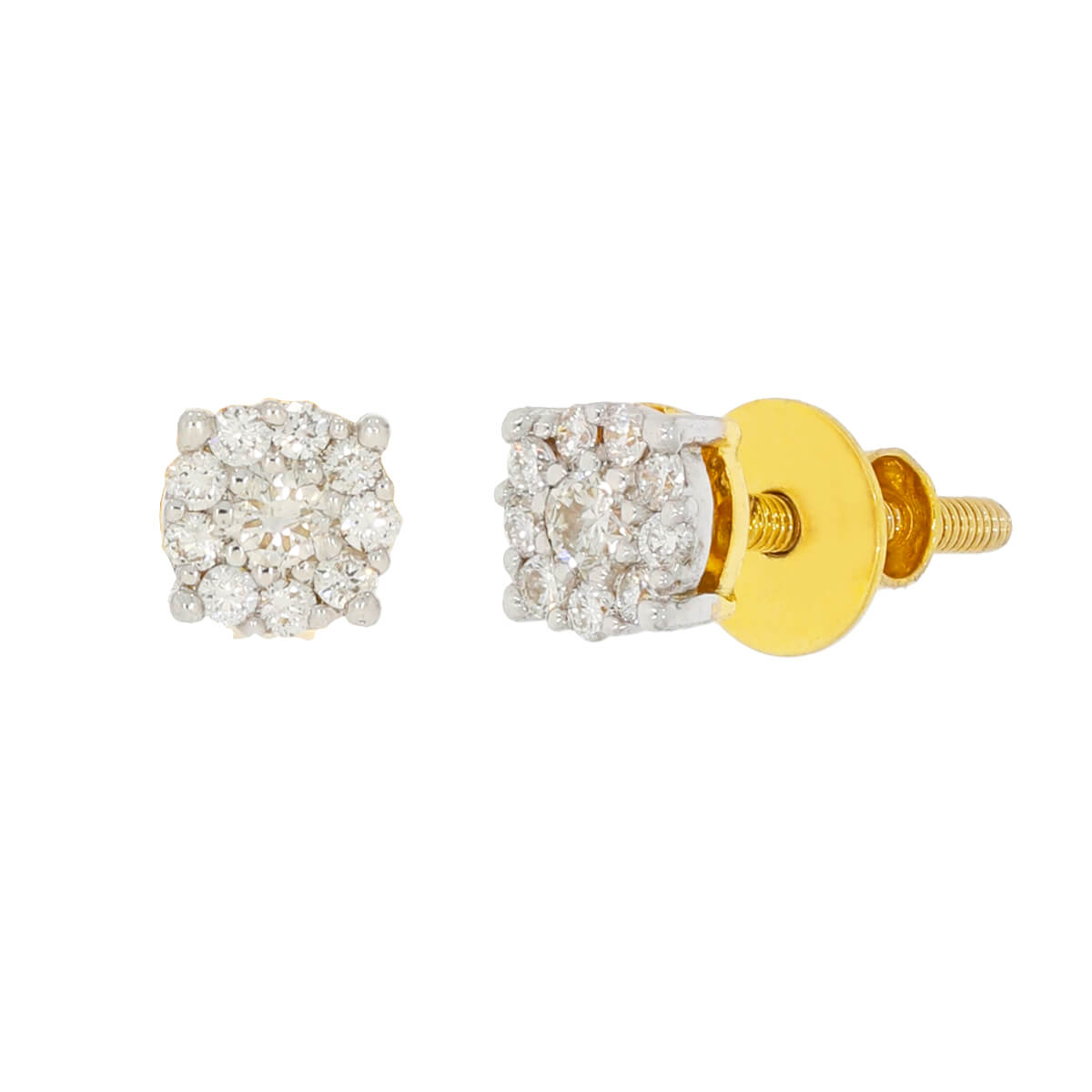 14K Simply Elegant Square Stud Diamond Earrings