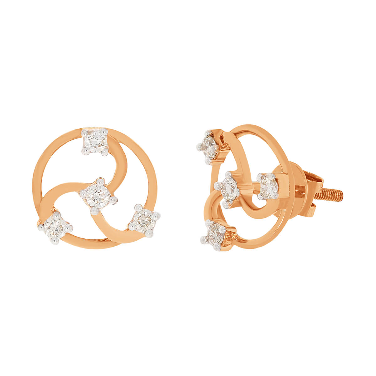 Bold Blossom Orb Design Gold Studs 14K