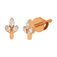14K Tri-Petal Rose Gold Studs for Graceful Look