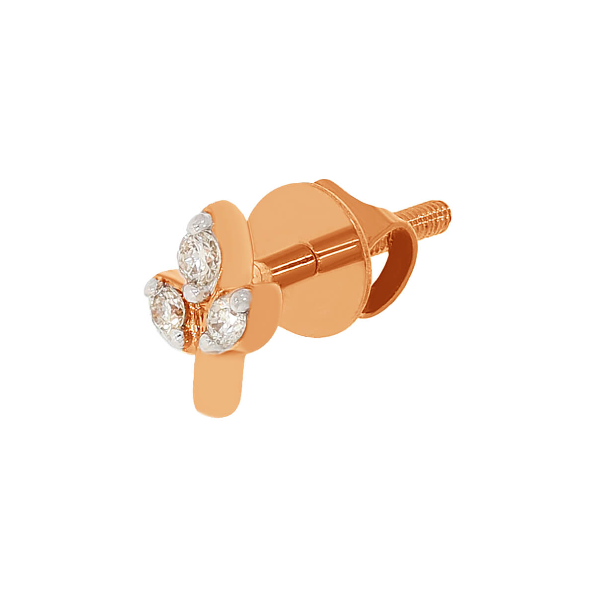 14K Tri-Petal Rose Gold Studs for Graceful Look