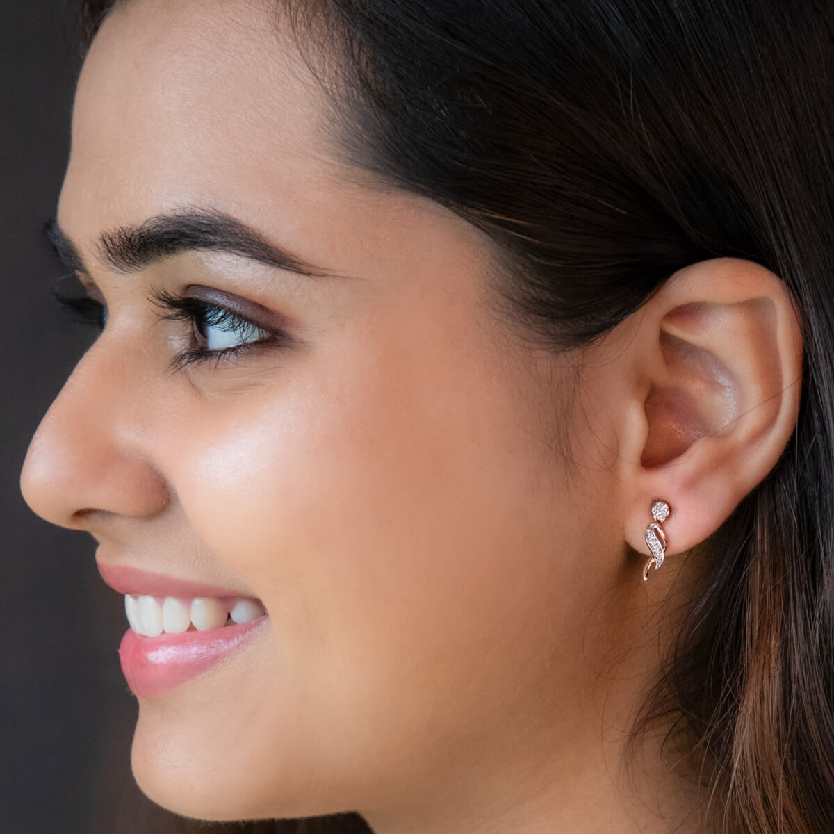 Dazzling Slender 14K Rose Gold Studs