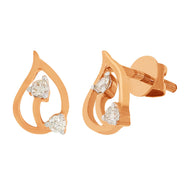 14K Rose Gold Stunning Enigmatic Studs With Precious Diamonds