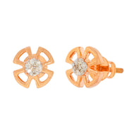 14K Rose Gold Clover Studs For Minimal Elegance
