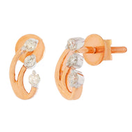 Rosy Wave Gold Studs 14K
