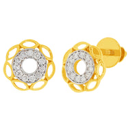 14K Graceful Diamond Studs With Floral Detail