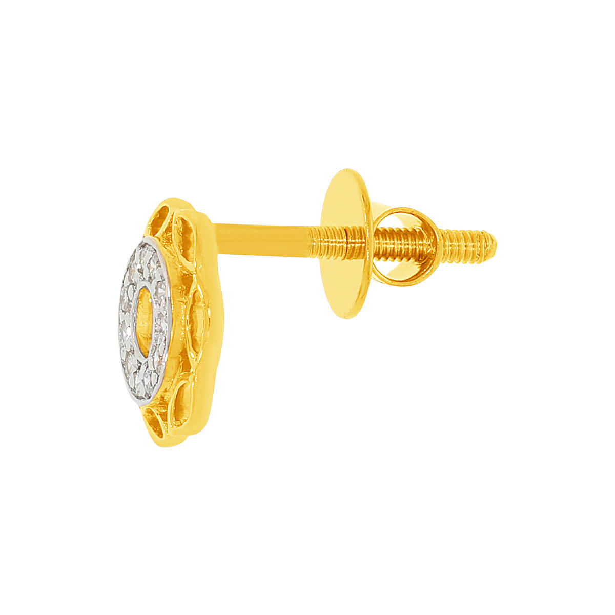 14K Graceful Diamond Studs With Floral Detail
