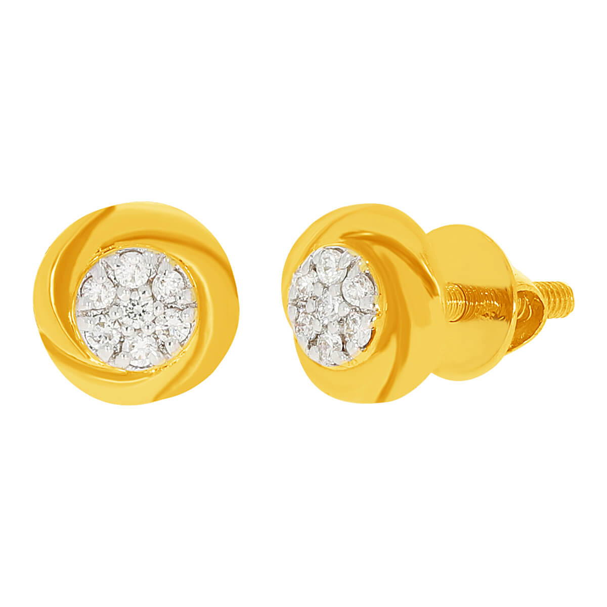 Radiant Circular 14K Gold Stud Earrings