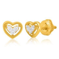 Shimmering Heart Studs in 18K Gold