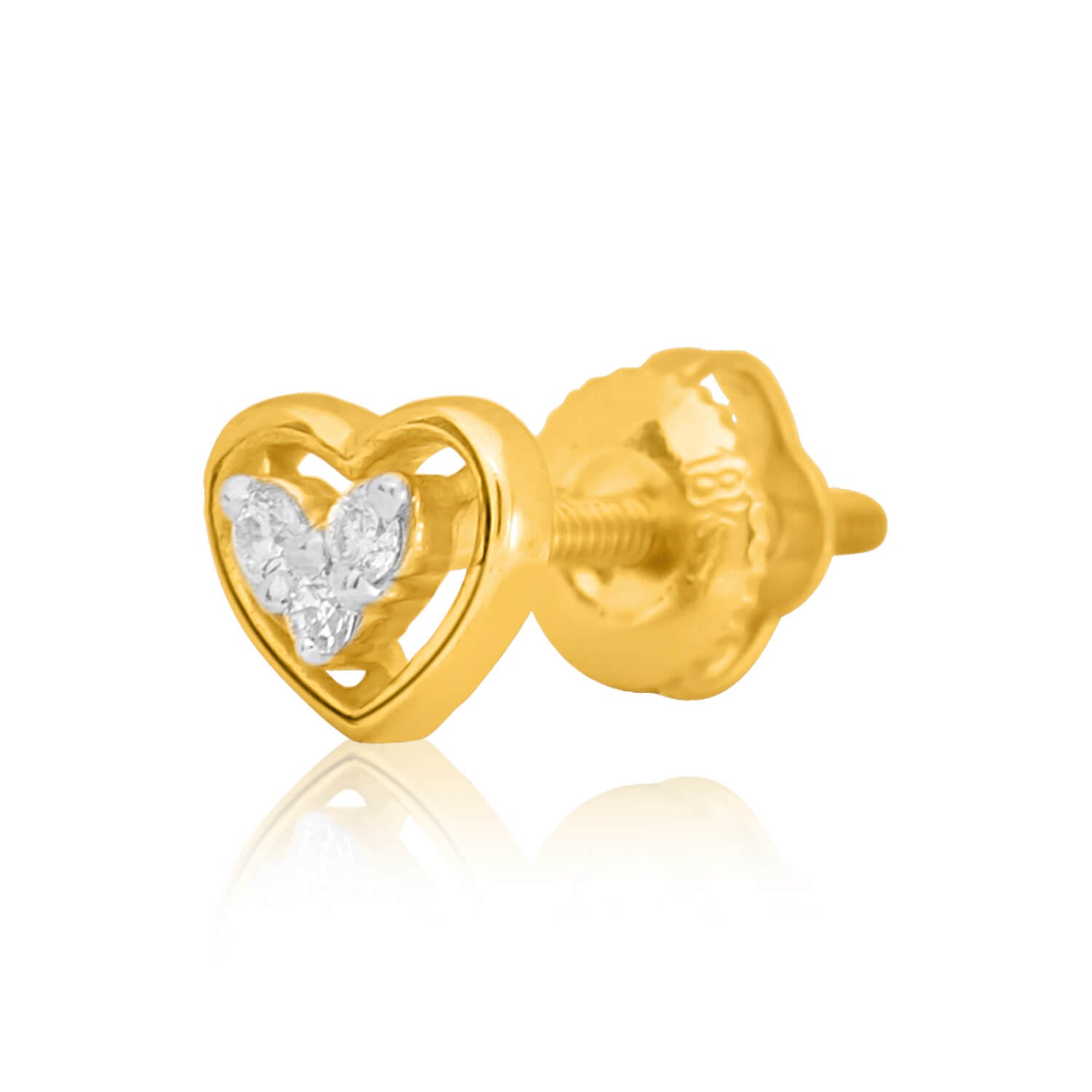 Shimmering Heart Studs in 18K Gold