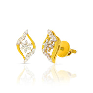18K Delicate Charming Gold Floral Stud Earrings