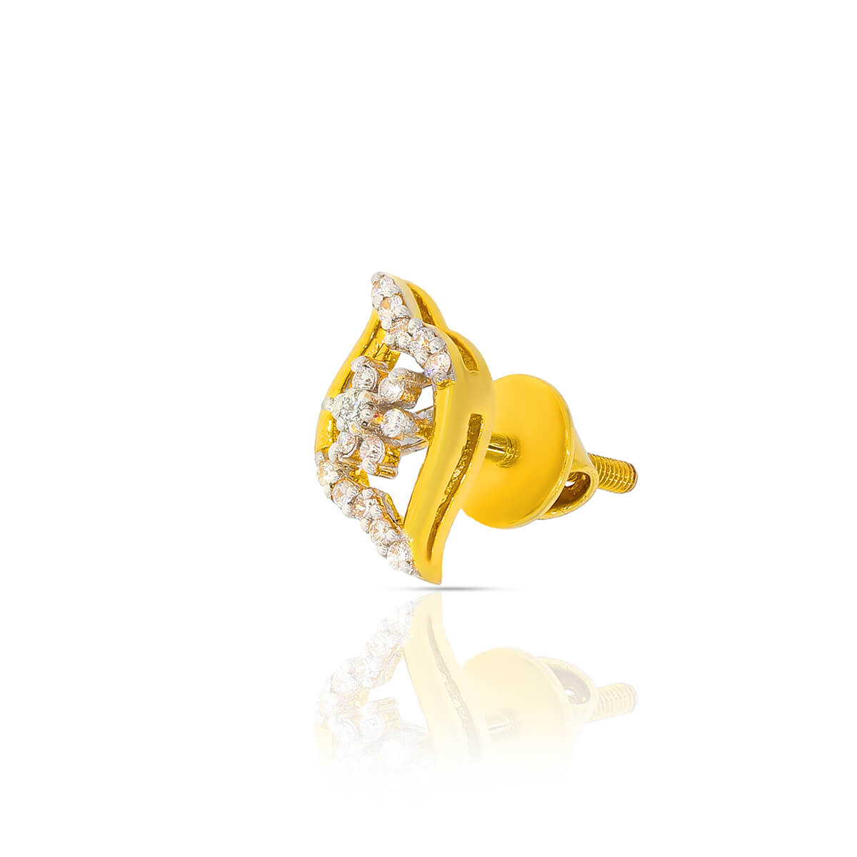 18K Delicate Charming Gold Floral Stud Earrings