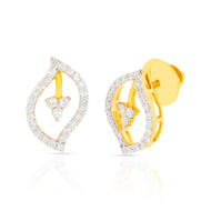Radiant 18K Diamond Leaflet Gold Studs