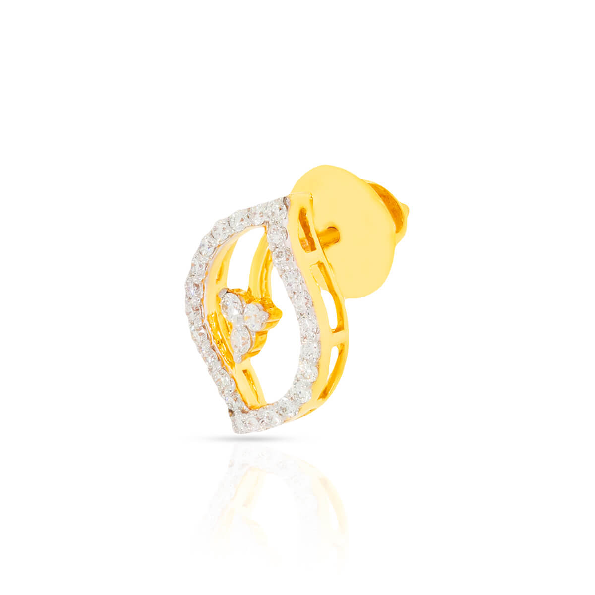 Radiant 18K Diamond Leaflet Gold Studs