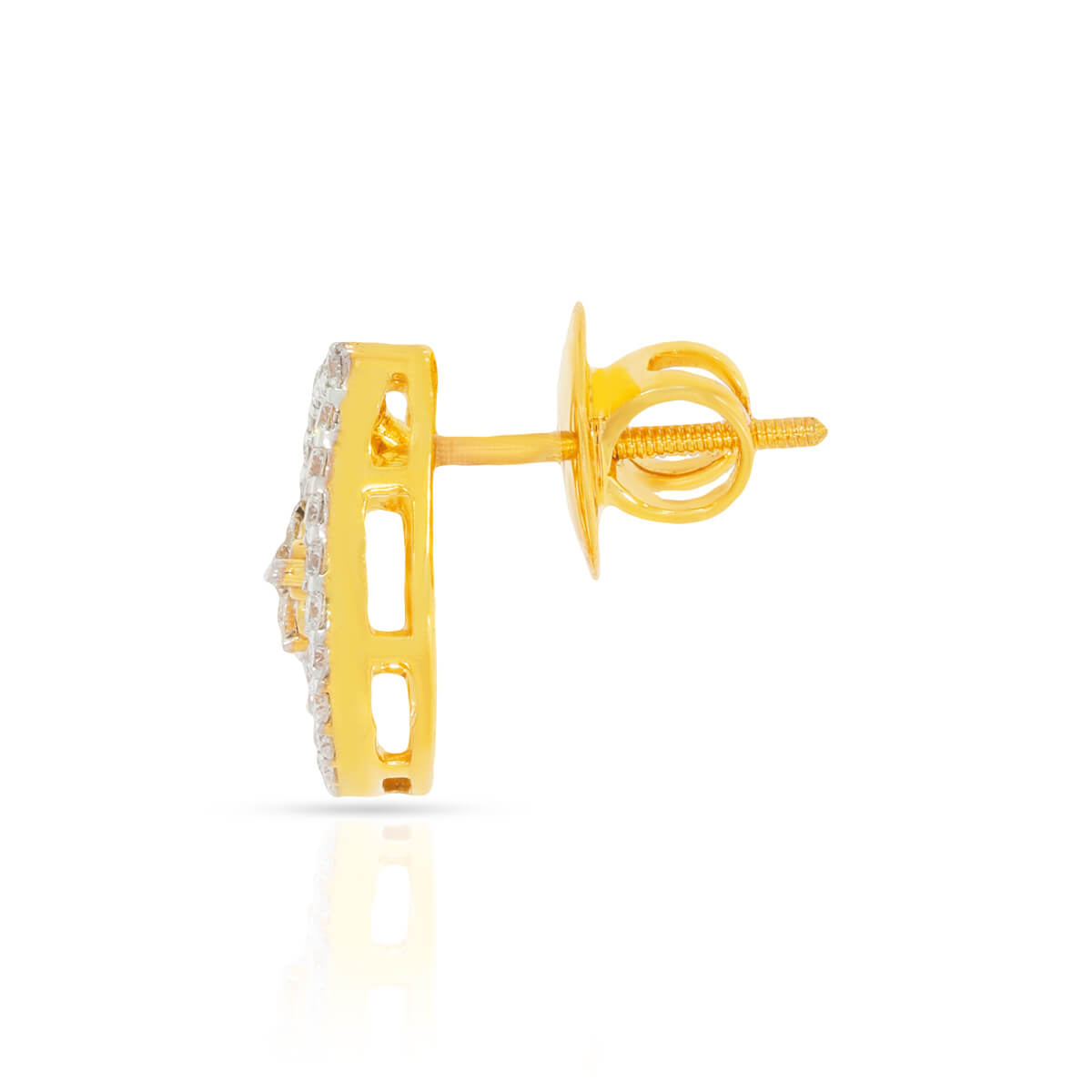 Radiant 18K Diamond Leaflet Gold Studs