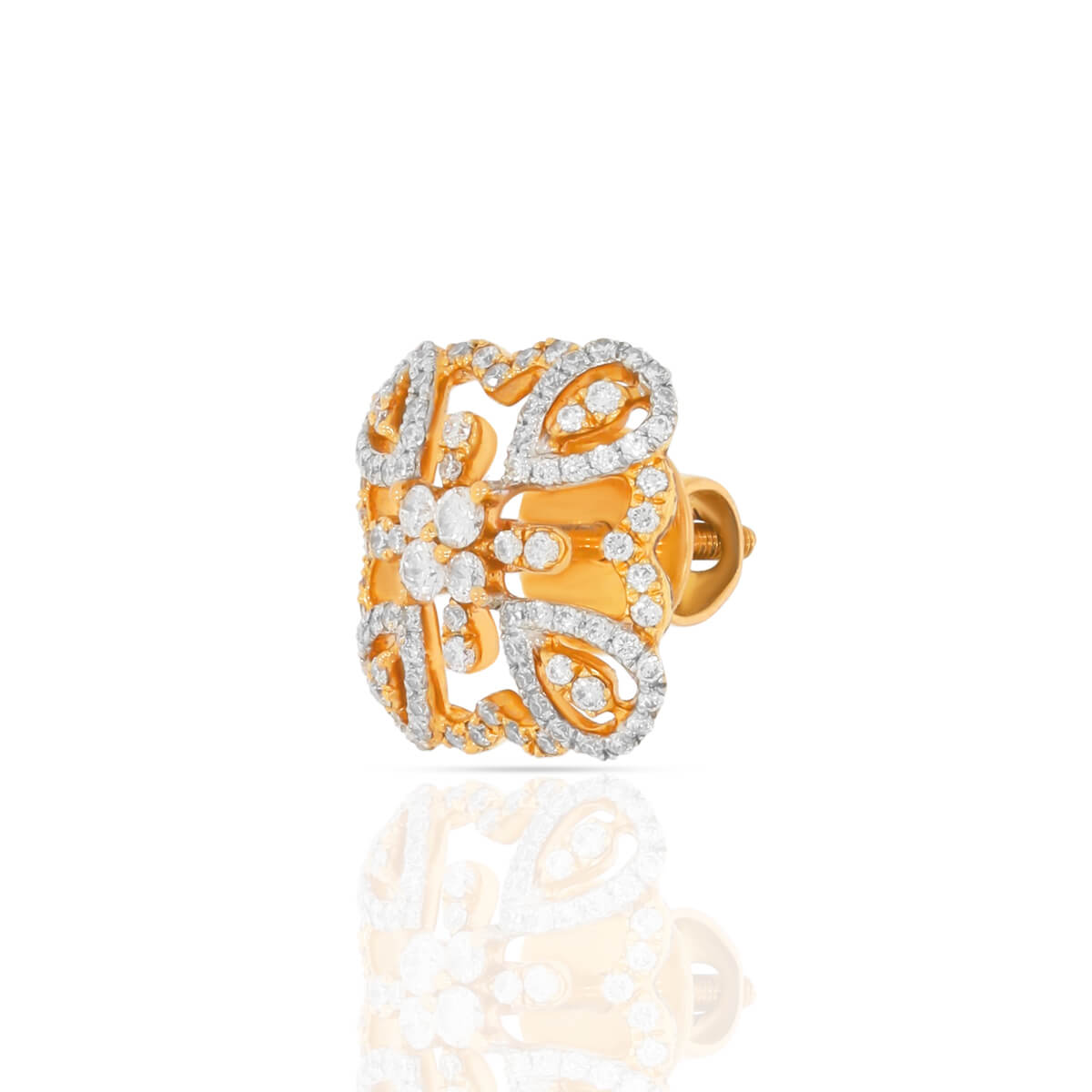 18K Elegantly Crafted Clover Stud Earrings