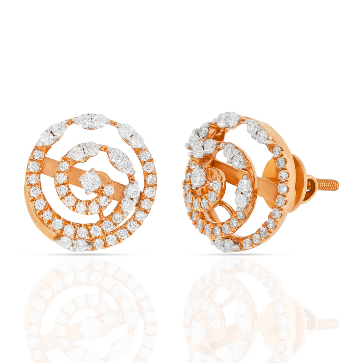 Rosy Swirl Diamond Studs