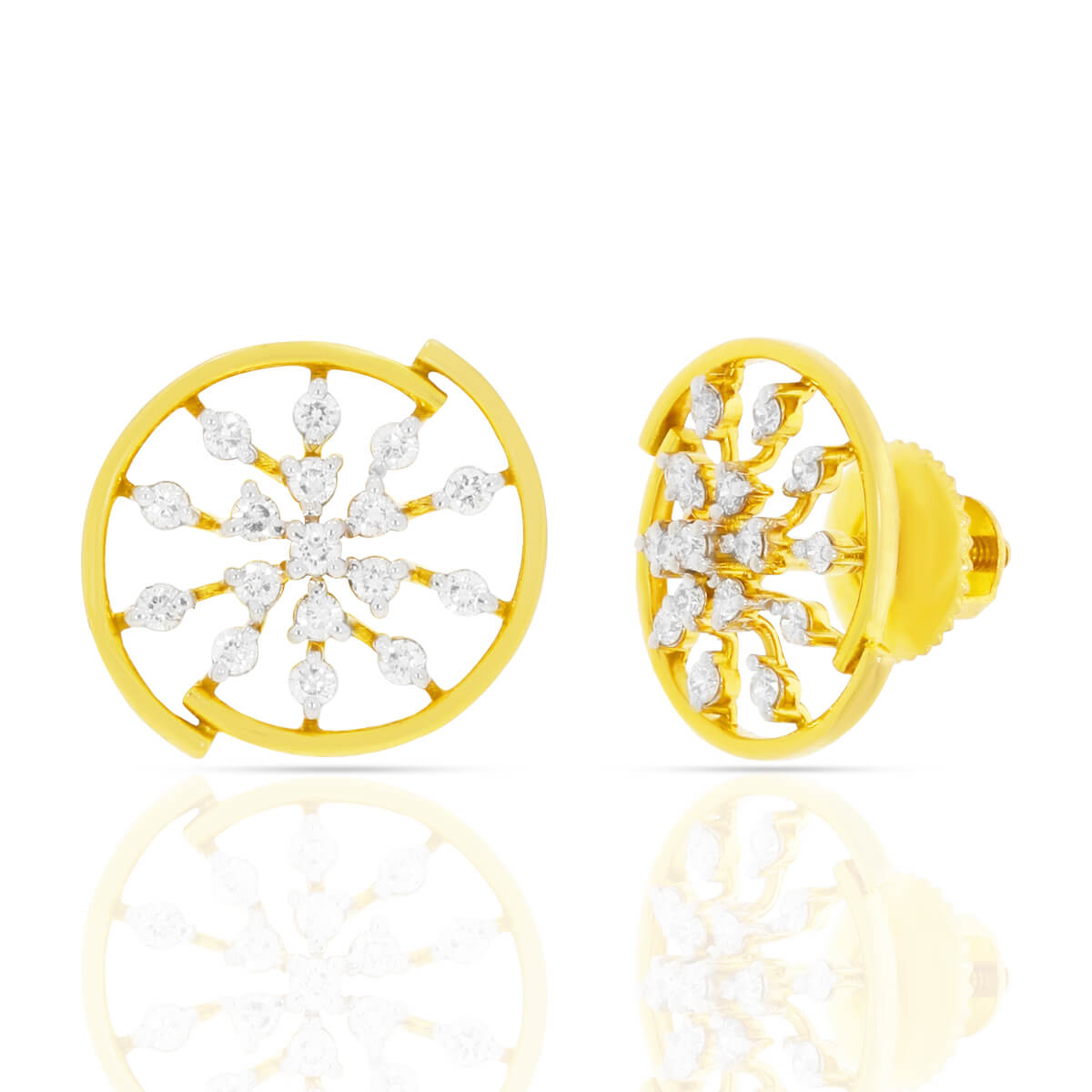 Charming Wheel Motif Diamond Studs