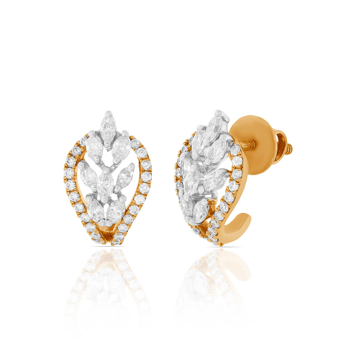 Enigmatic Leafy Swirl Gold Hoops 18K