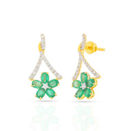 Graceful 18K Diamond Danglers with Floral Design