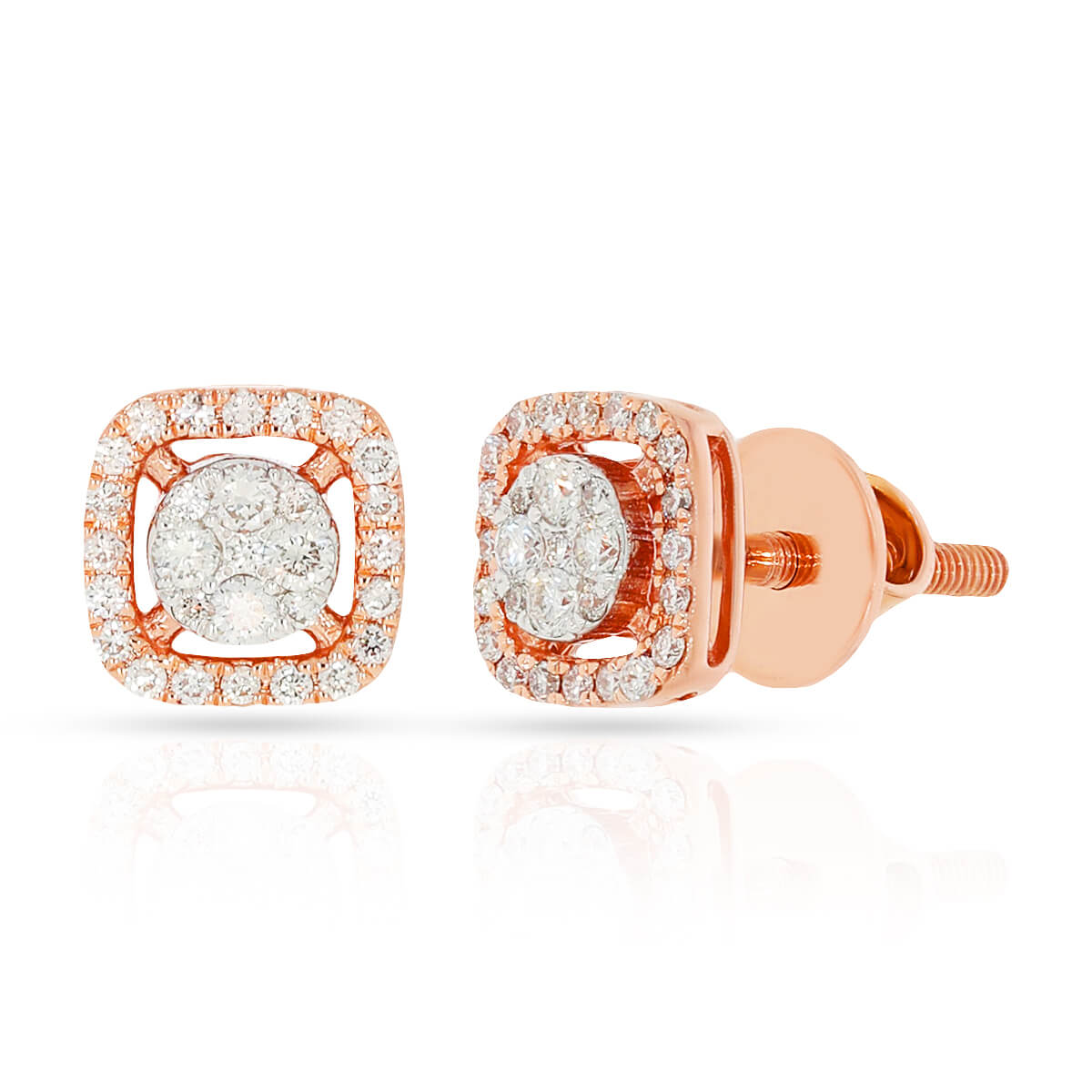 18K Rose Gold Square Stud Earrings for Effortless Glow