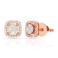 18K Rose Gold Square Stud Earrings for Effortless Glow