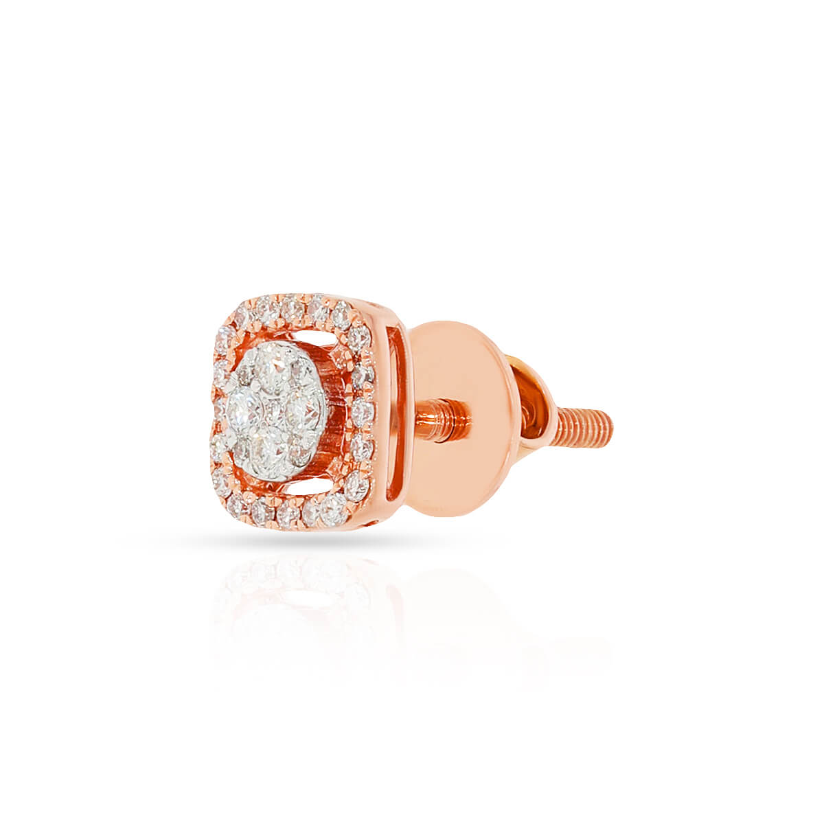 18K Rose Gold Square Stud Earrings for Effortless Glow