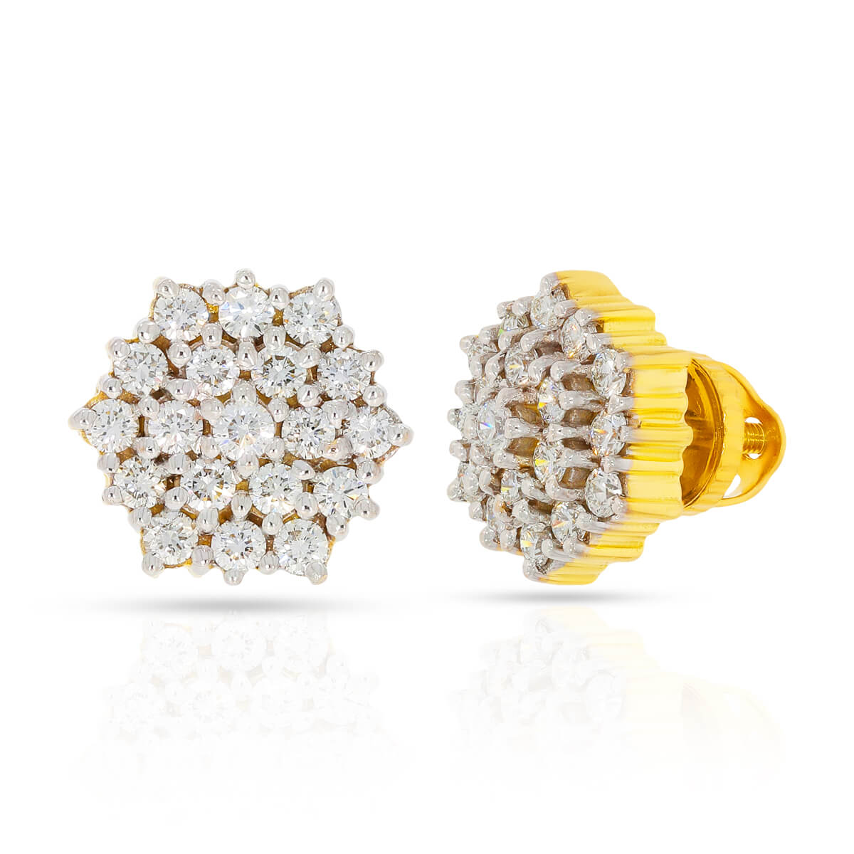 Modern Floweret 18K Gold Studs for Sophisticated Look