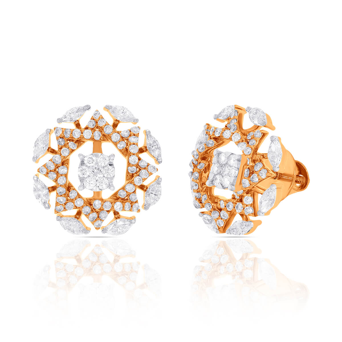 Effortlessly Elegant 18K Diamond Floral Studs