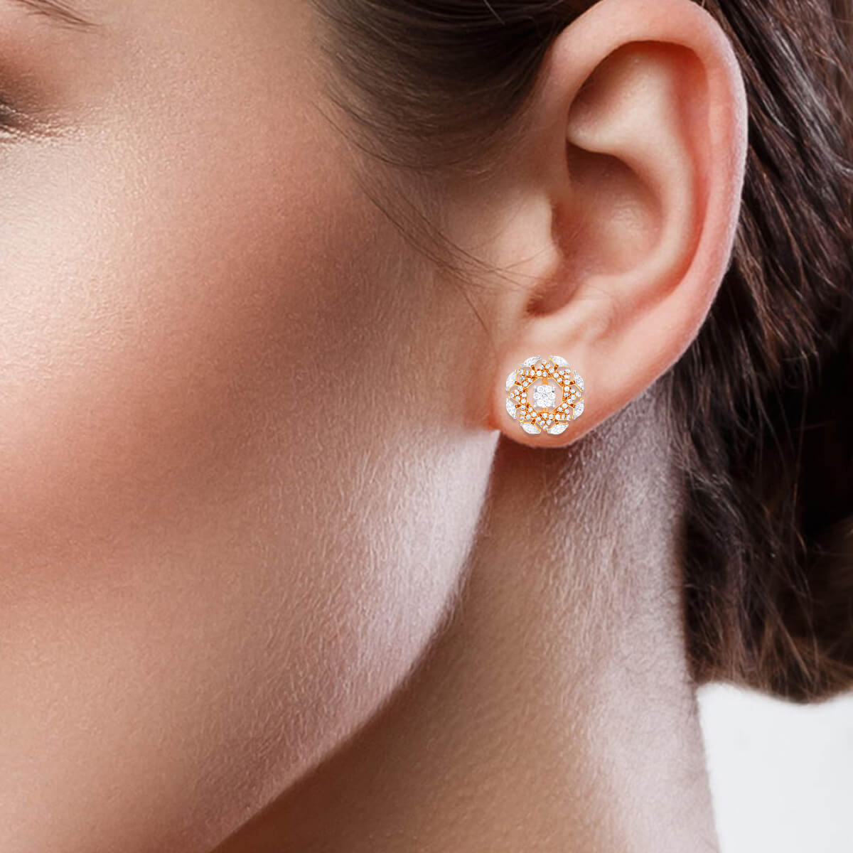 Effortlessly Elegant 18K Diamond Floral Studs