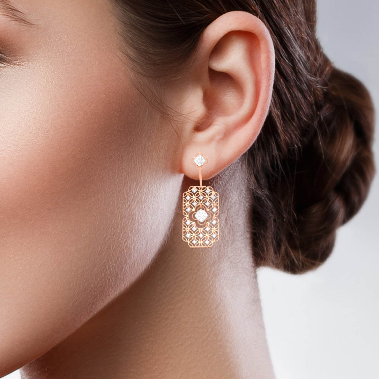Stunning Oblong Rose Gold Danglers