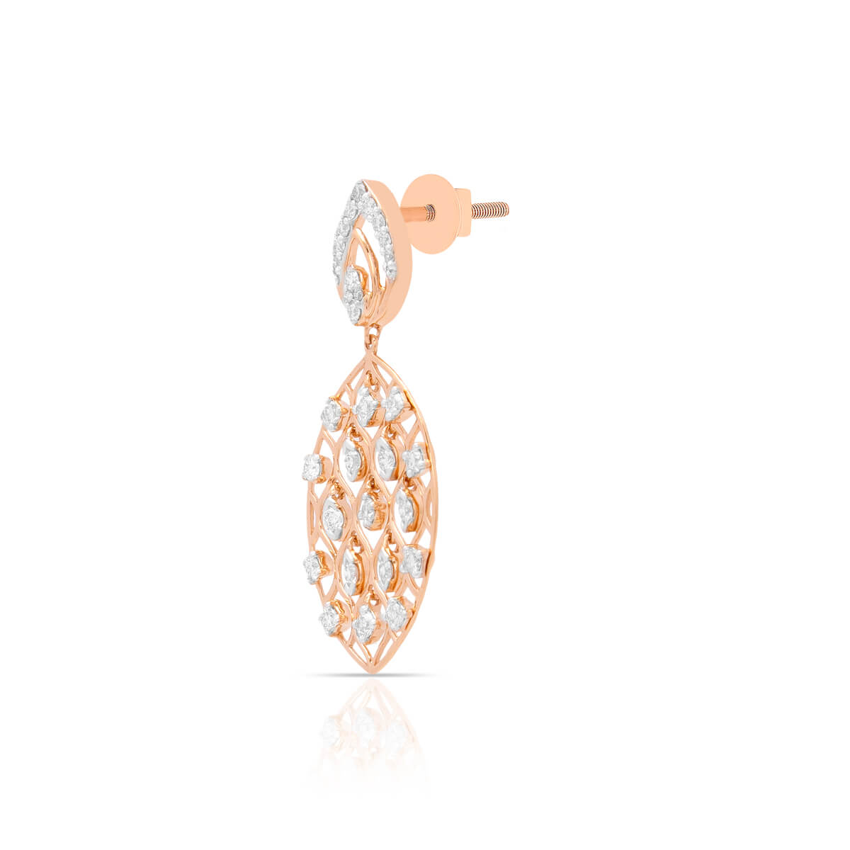Oval Rose Gold Danglers for Dazzling Look