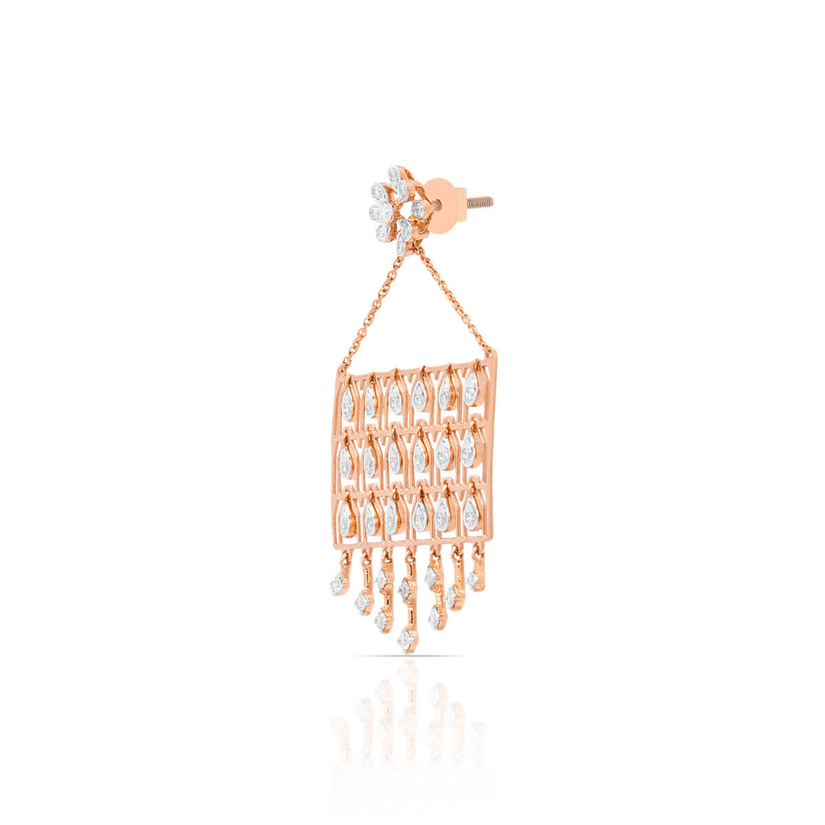 Dazzling Charming Oblong Rose Gold Danglers