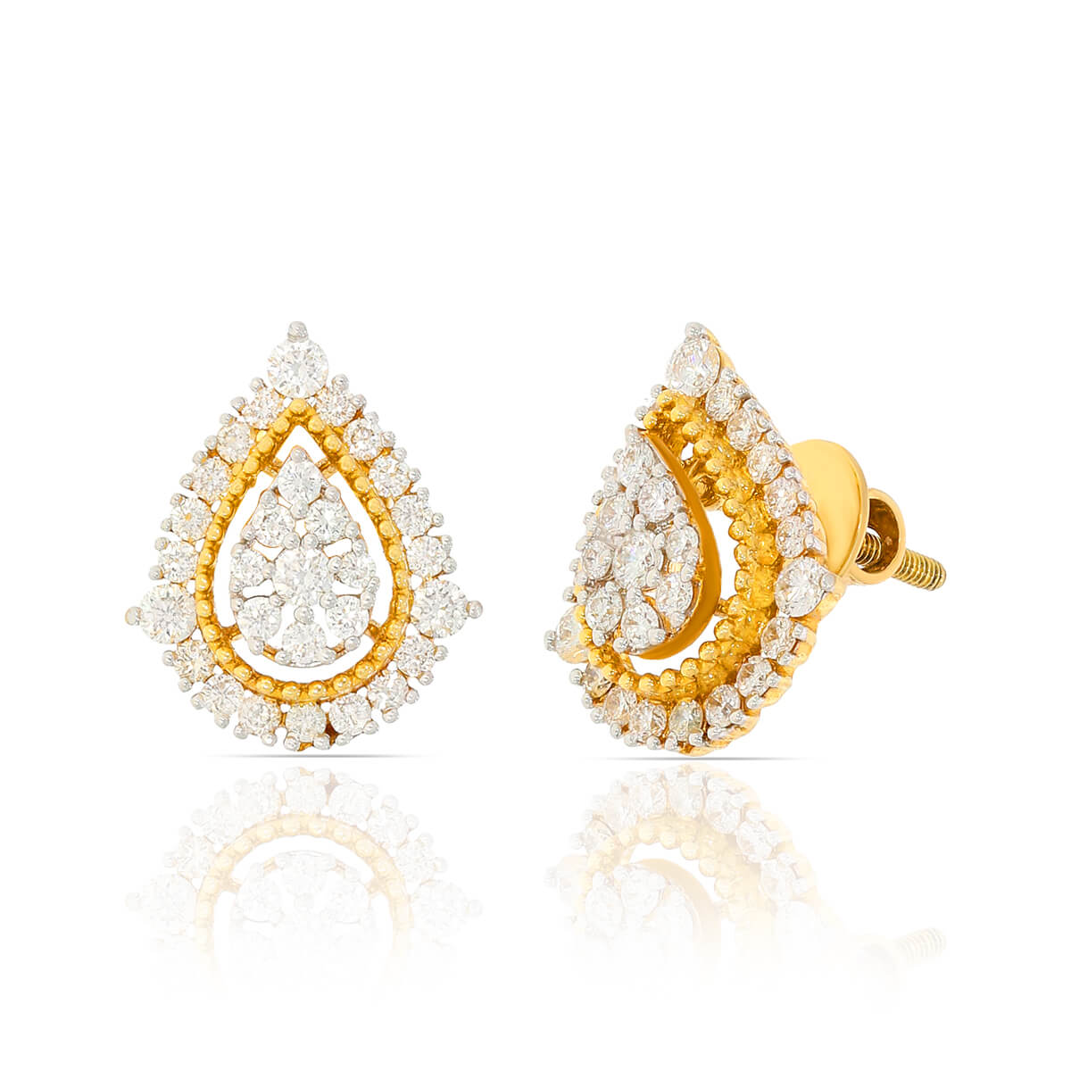 18K Paisley Motif Diamond Studs with Modern Flair