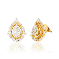18K Paisley Motif Diamond Studs with Modern Flair