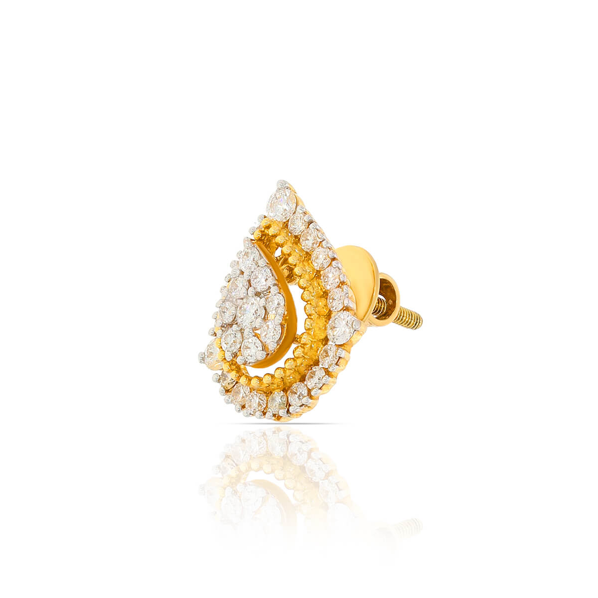 18K Paisley Motif Diamond Studs with Modern Flair
