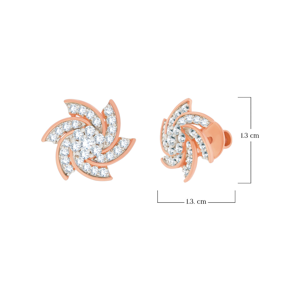 Twirl and Shimmer 18K Diamond Floral Studs