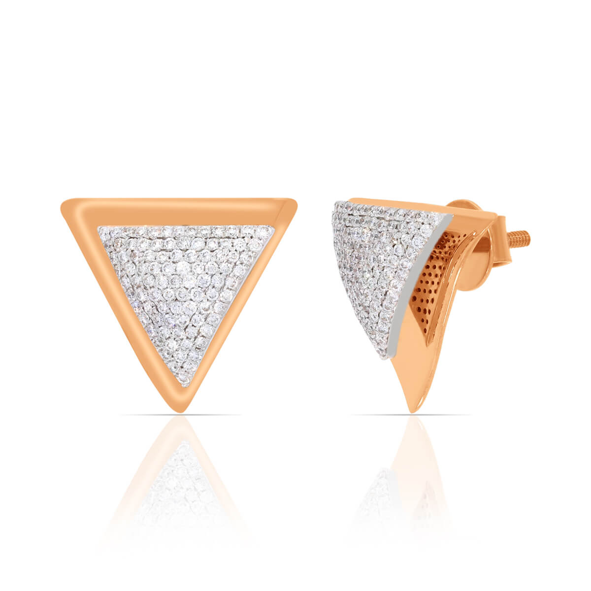 Alluring Rose Gold 18K Trigonal Studs