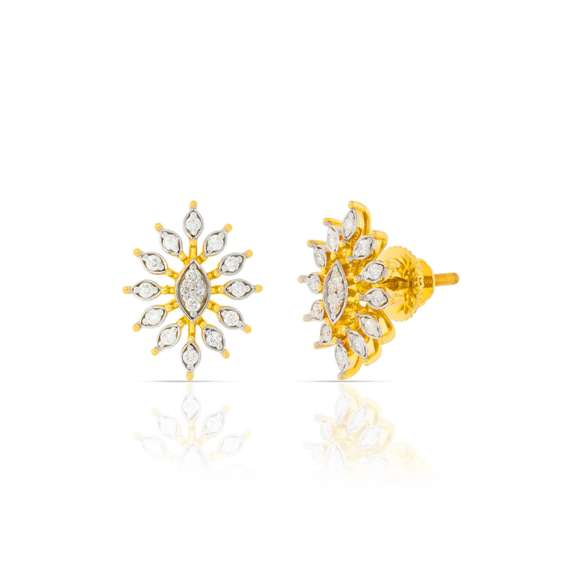 Shimmering Starlit Modern 18K Gold Studs