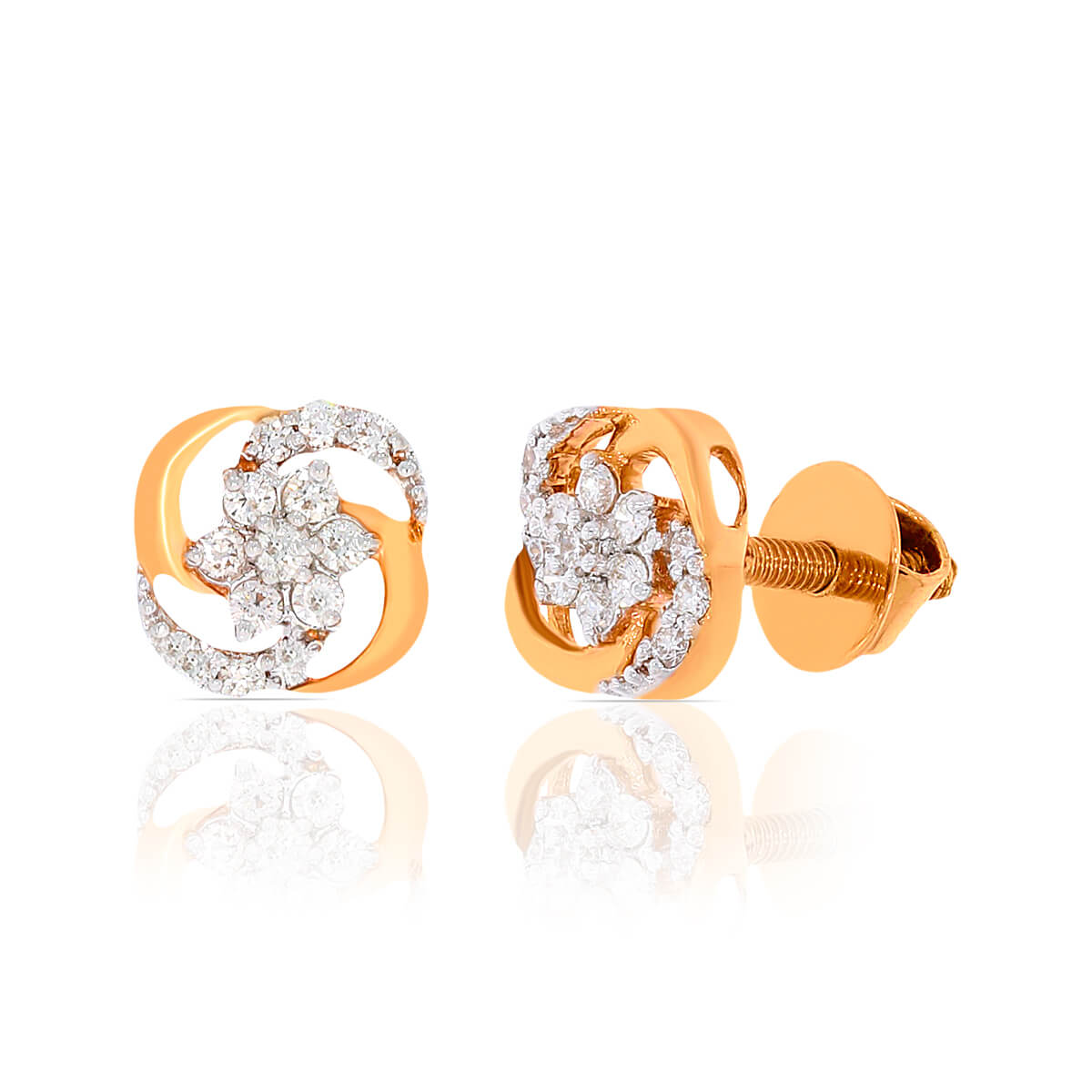 Rosy Elegance 18K Oval Studs