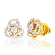 18K Tri-Ring Floral Harmony Gold Stud Earrings
