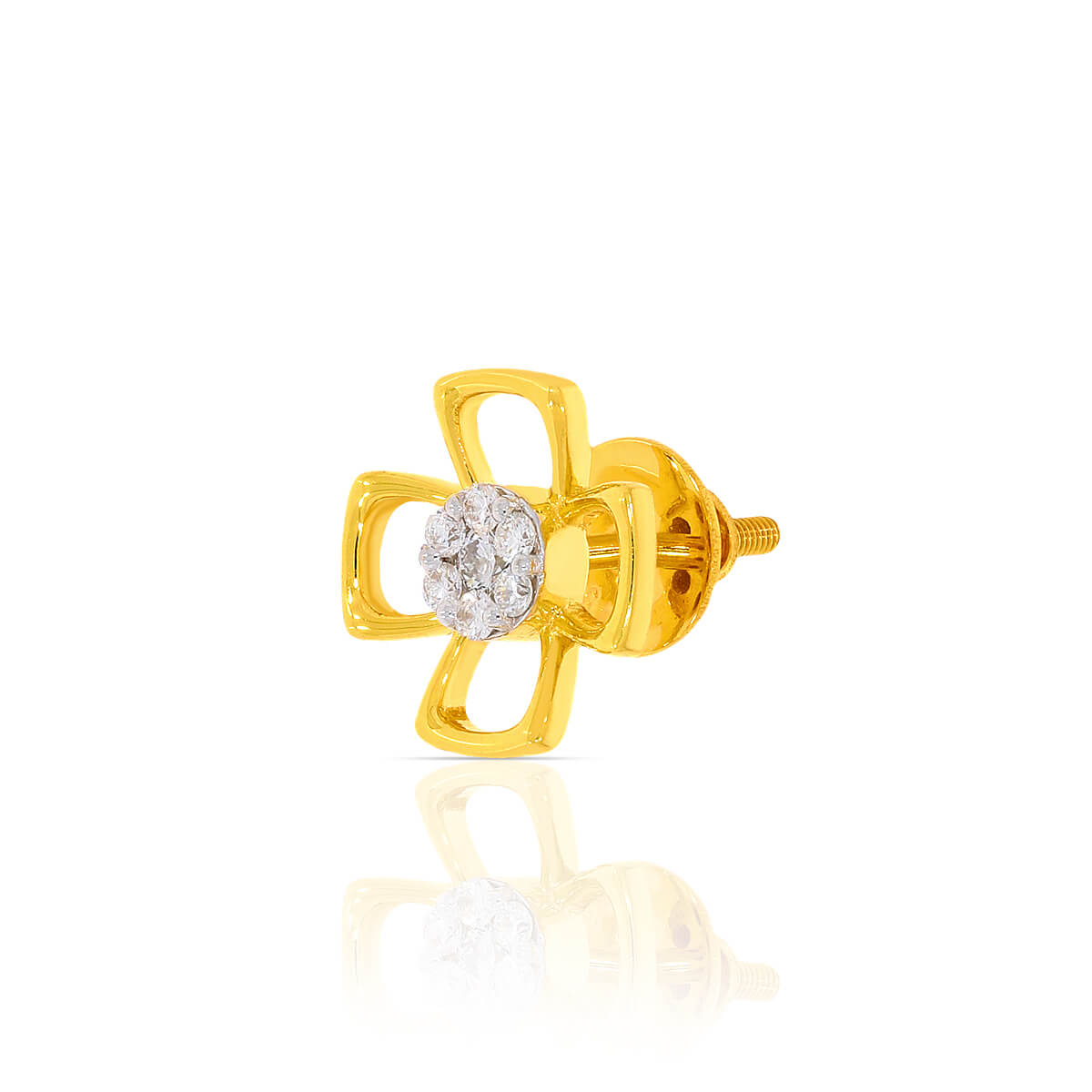 Trendy 18K Gold Clover Stud Earrings