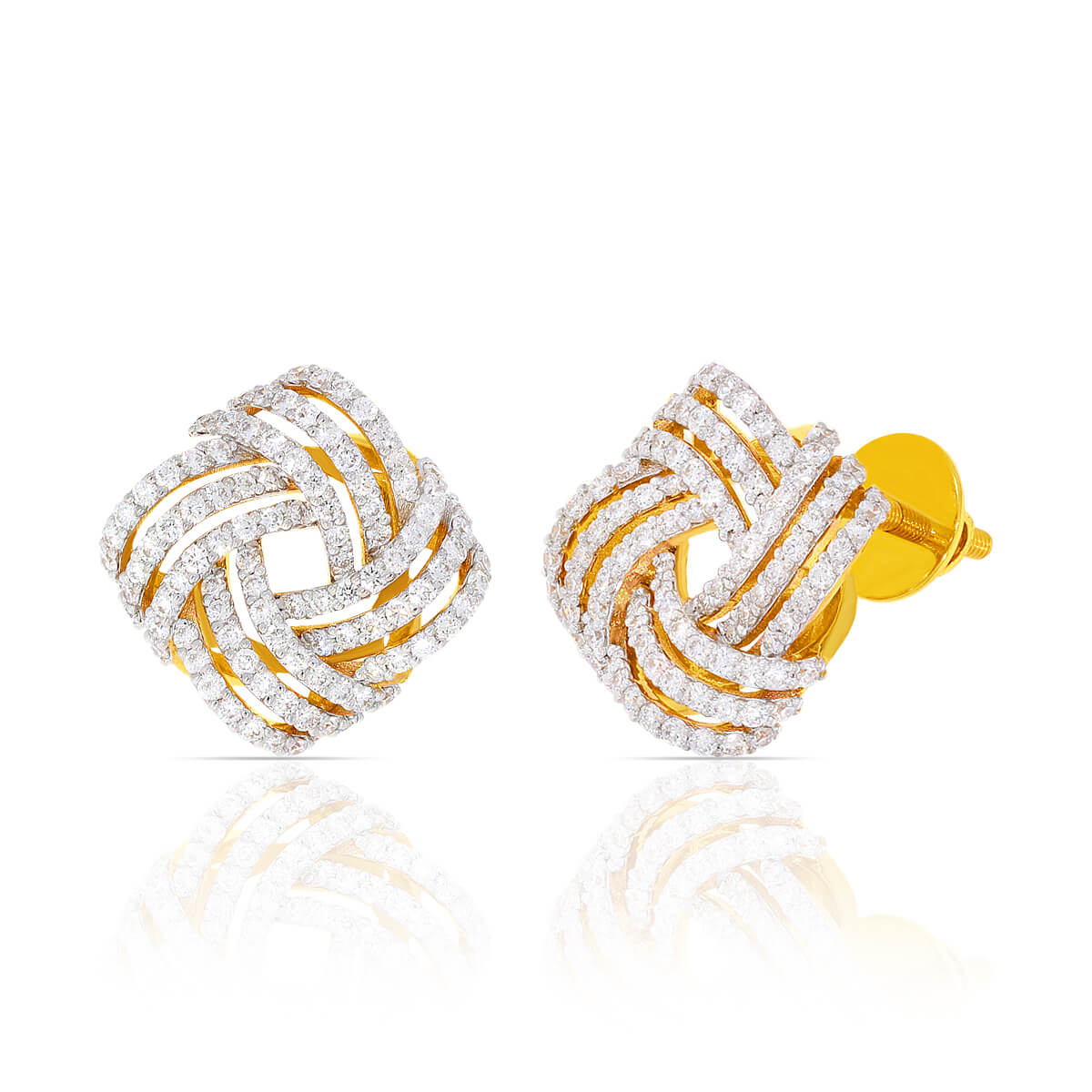 18K Box Studs Exquisitely Crafted with Diamond