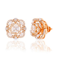 Shimmering Blooming Bud Gold Stud Earrings 18K