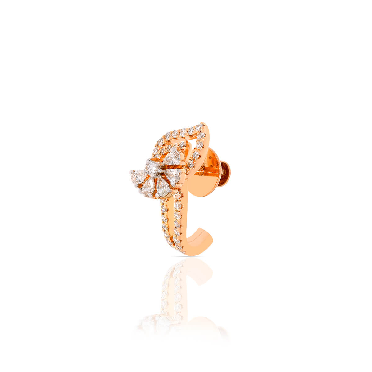 18K Gold Hoops with Elegant Flower Bloom