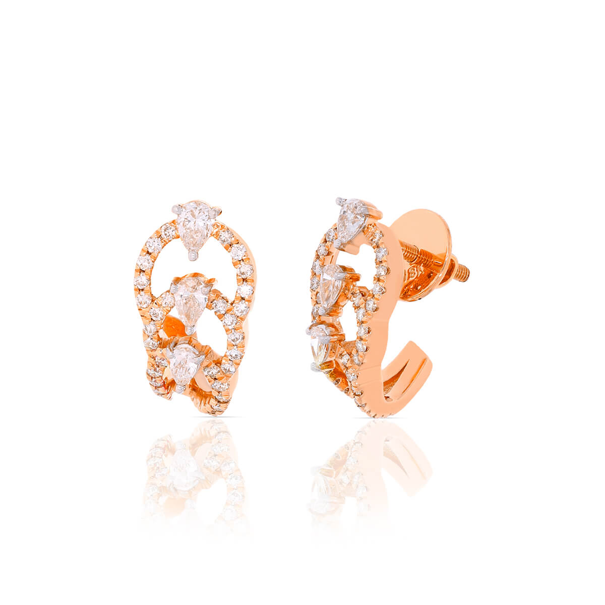 Stunning 18K Diamond Hoops with Intricate Motifs