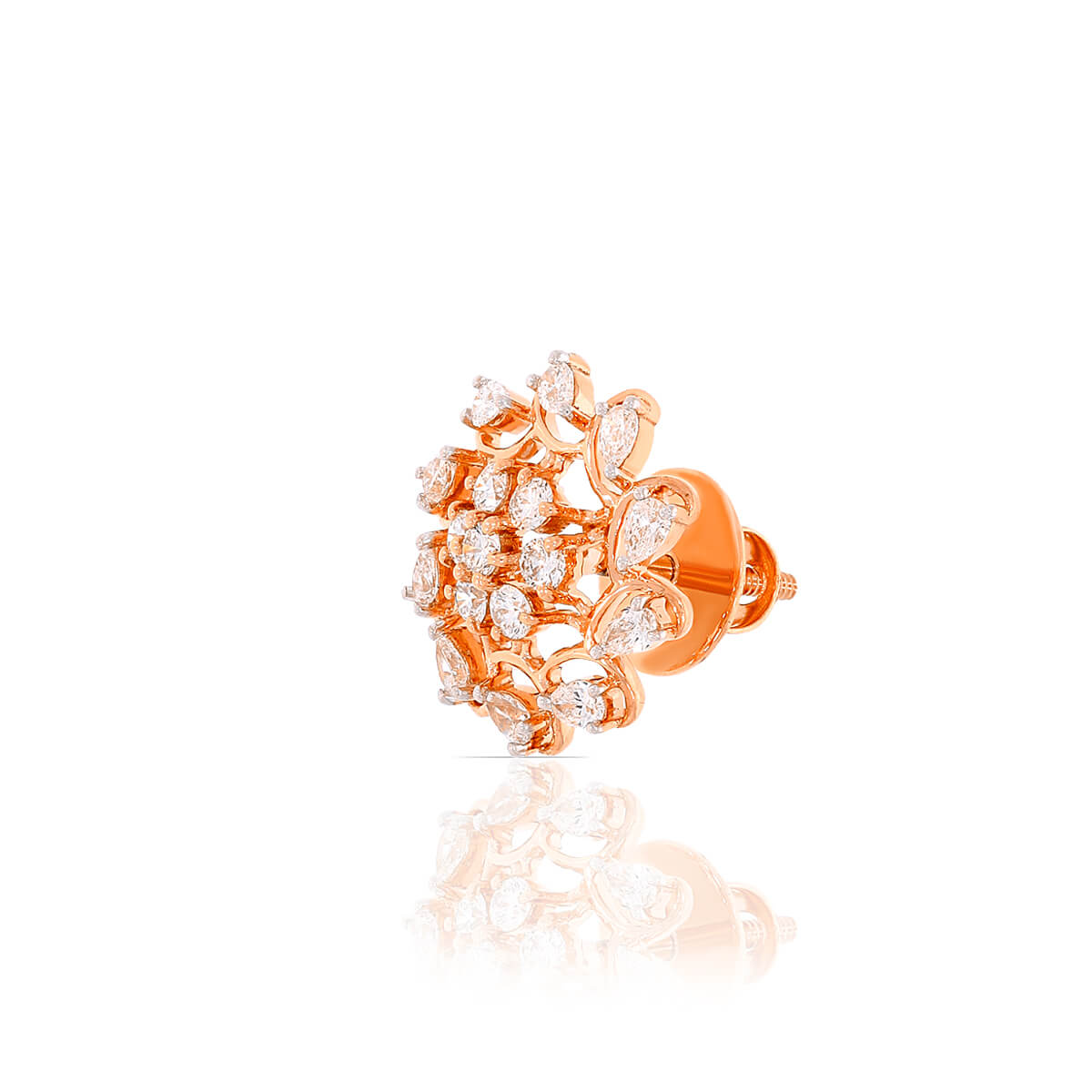 Exquisitely Crafted Floret Motif 18K Diamond Studs