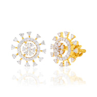 18K Radiant Petal Stud Earrings with Floral Motif