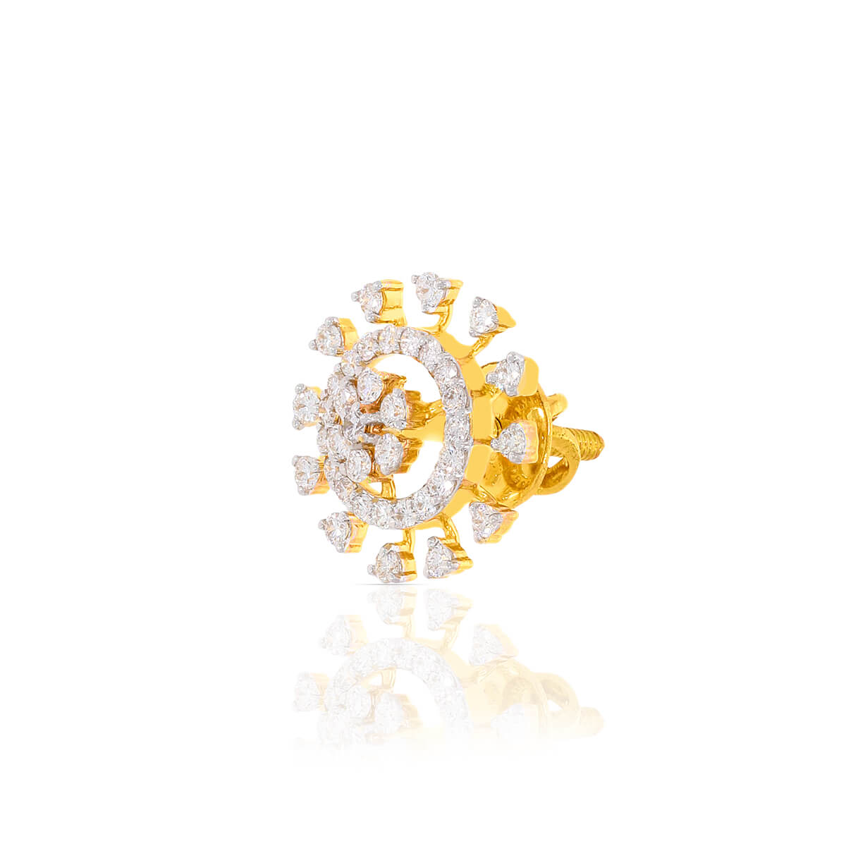 18K Radiant Petal Stud Earrings with Floral Motif